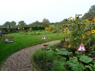 The farmhouse garden converted into a tractor training run